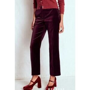 Boden Women 16 Long Tall Dark Cherry Purple Canonbury Velvet Leg Pants